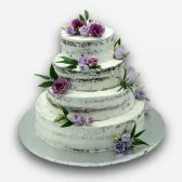 Tort Weselny Naked Cake z kwiatami 