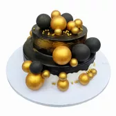 Tort Weselny Czarny z kulami