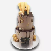 Tort Drip Cake z whisky + batoniki, ciasteczka