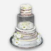 Tort Weselny Naked Cake z przeszklonym piętrem